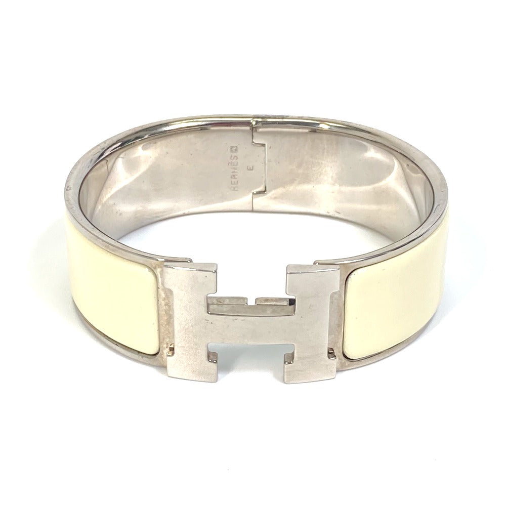 HERMES H Bangle Click Clack H GM Bracelet Bangle Metal Women's White