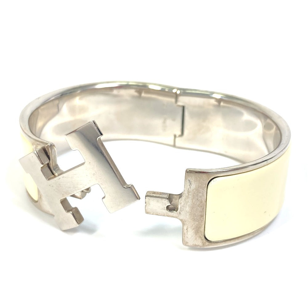 HERMES H Bangle Click Clack H GM Bracelet Bangle Metal Women's White