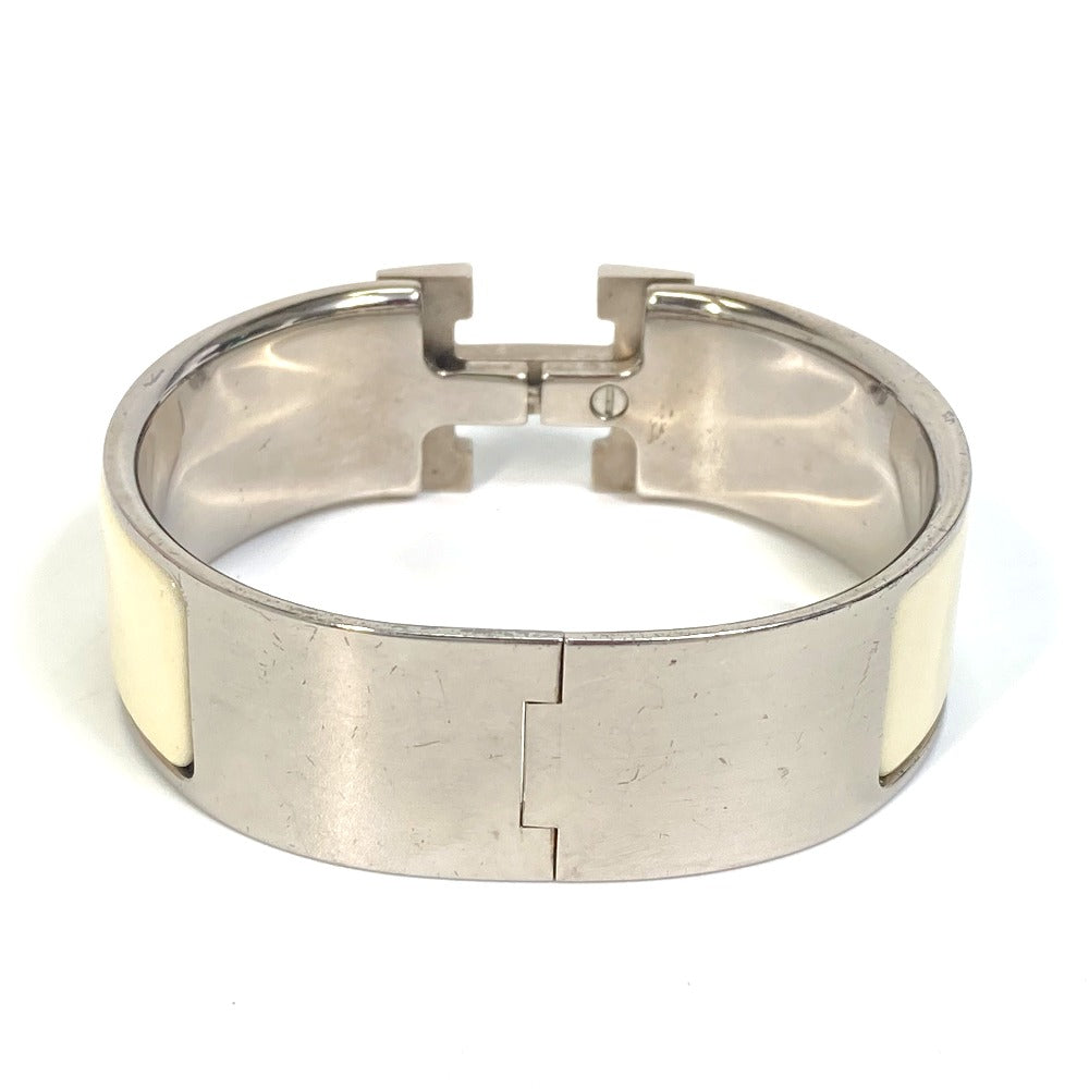 HERMES H Bangle Click Clack H GM Bracelet Bangle Metal Women's White