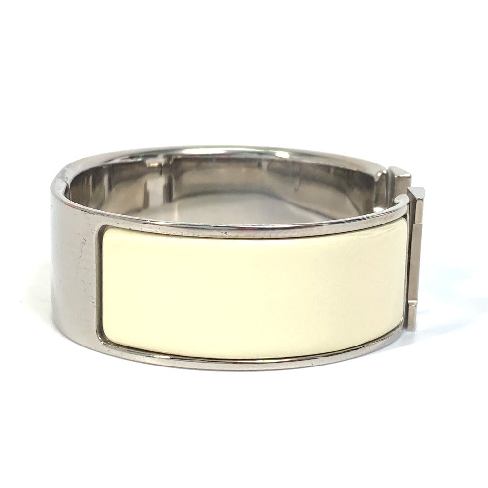 HERMES H Bangle Click Clack H GM Bracelet Bangle Metal Women's White