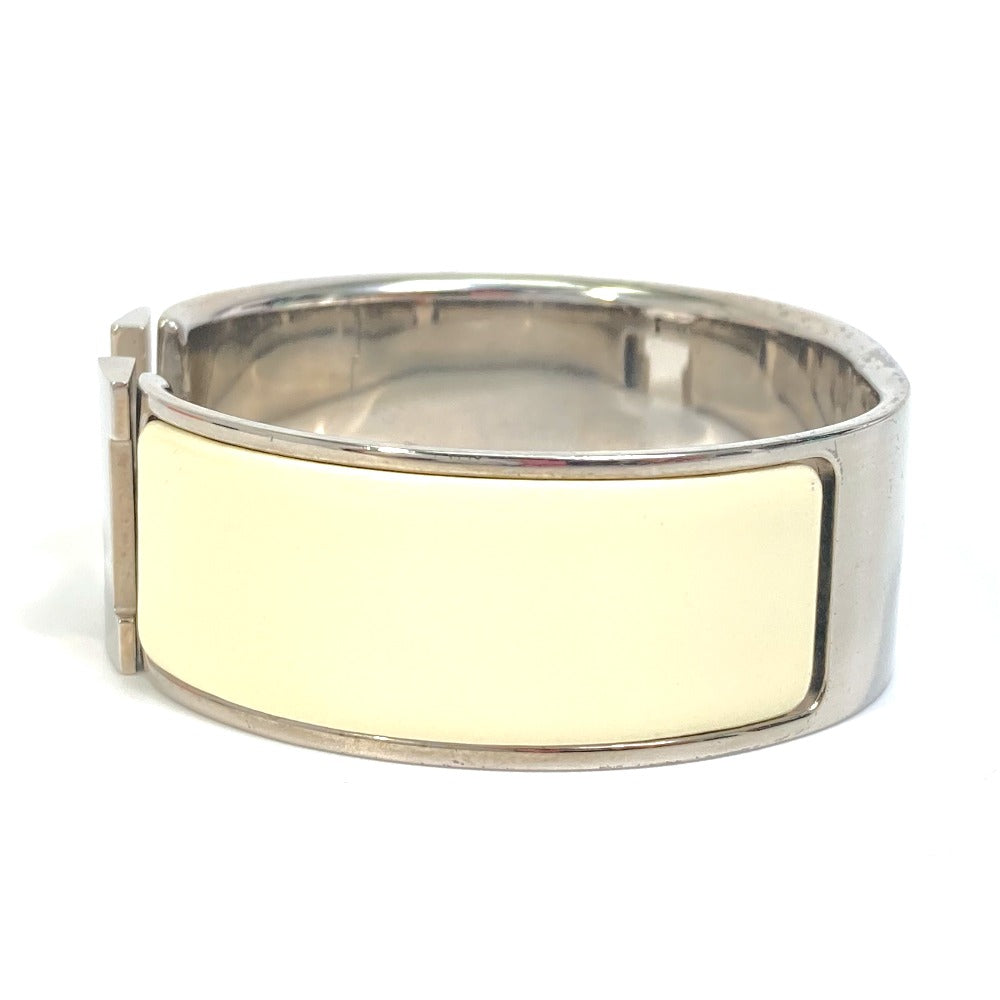 HERMES H Bangle Click Clack H GM Bracelet Bangle Metal Women's White