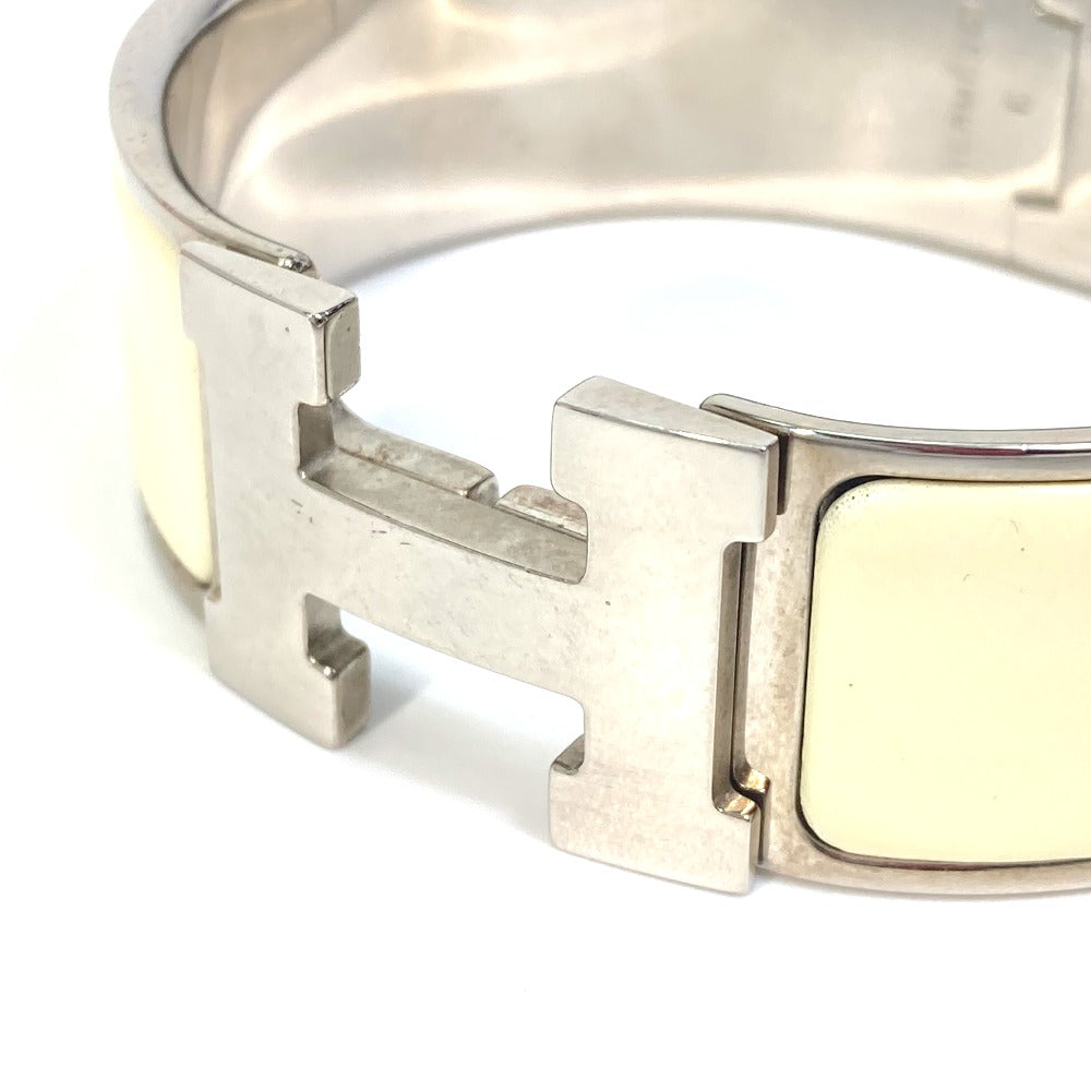 HERMES H Bangle Click Clack H GM Bracelet Bangle Metal Women's White