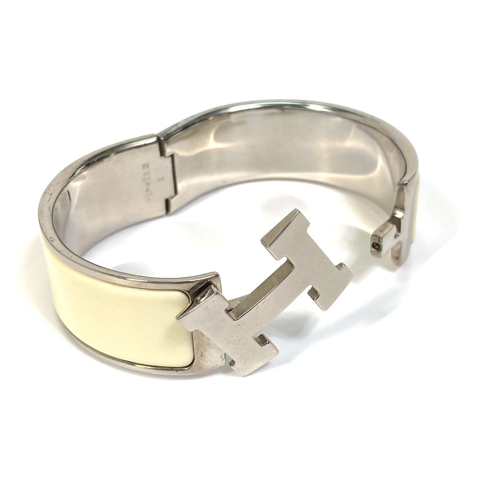 HERMES H Bangle Click Clack H GM Bracelet Bangle Metal Women's White