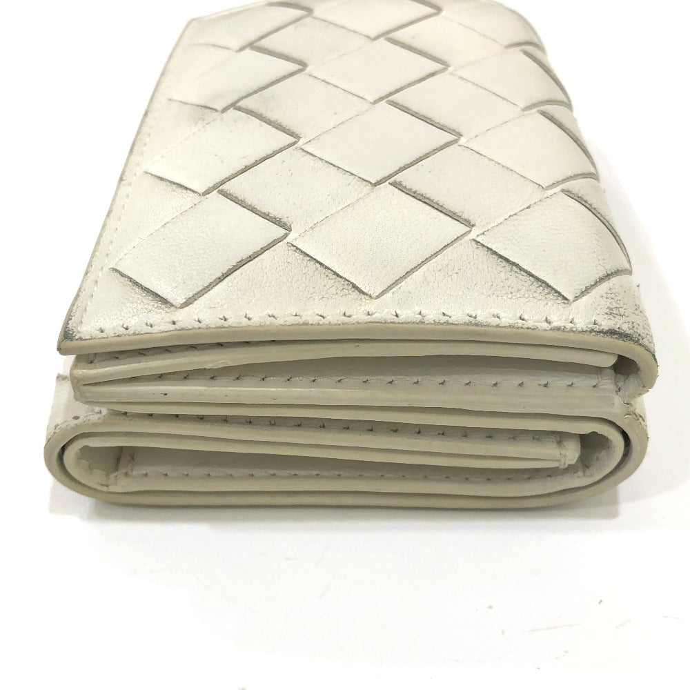 BOTTEGA VENETA イントレチャート コンパクトウォレット タイニー 3つ折り財布 レザー レディース ホワイト