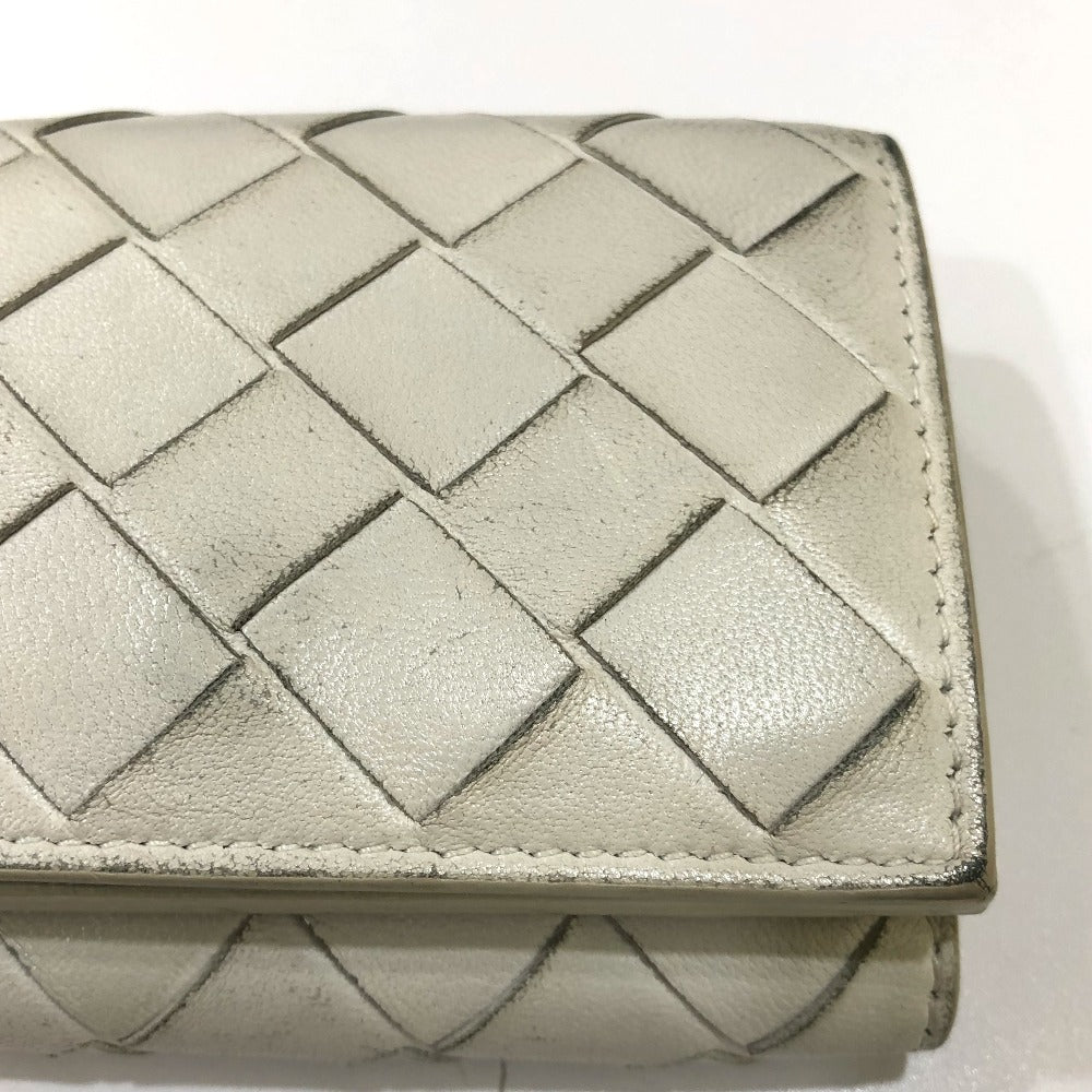BOTTEGA VENETA イントレチャート コンパクトウォレット タイニー 3つ折り財布 レザー レディース ホワイト