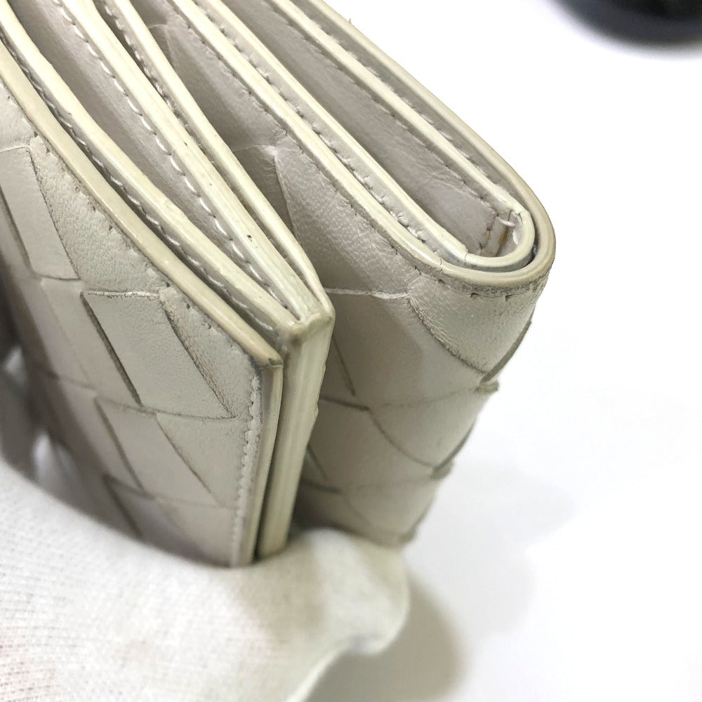 BOTTEGA VENETA イントレチャート コンパクトウォレット タイニー 3つ折り財布 レザー レディース ホワイト