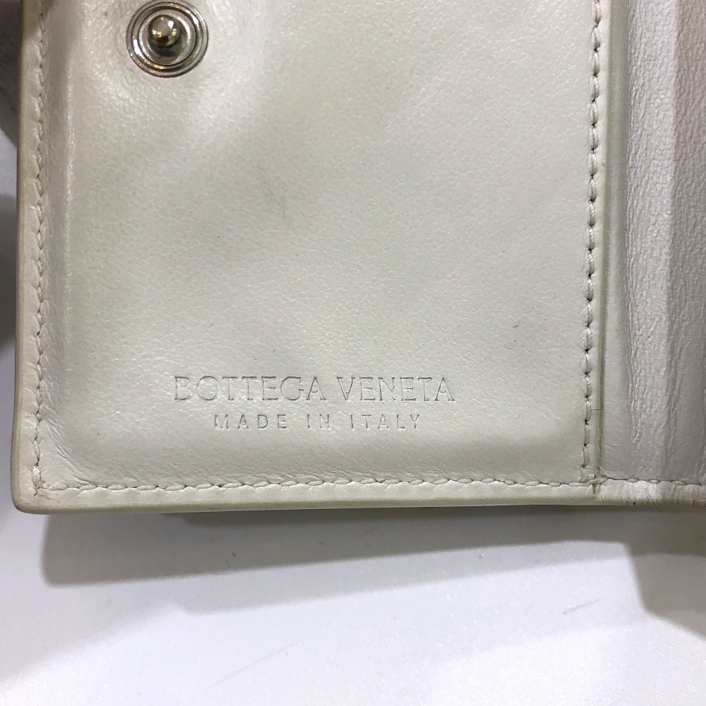 BOTTEGA VENETA イントレチャート コンパクトウォレット タイニー 3つ折り財布 レザー レディース ホワイト