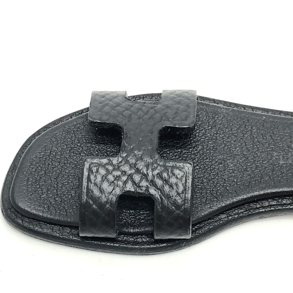 HERMES Oran Nano Sandals, Bag Charm, Epsom Leather, Women's, Black