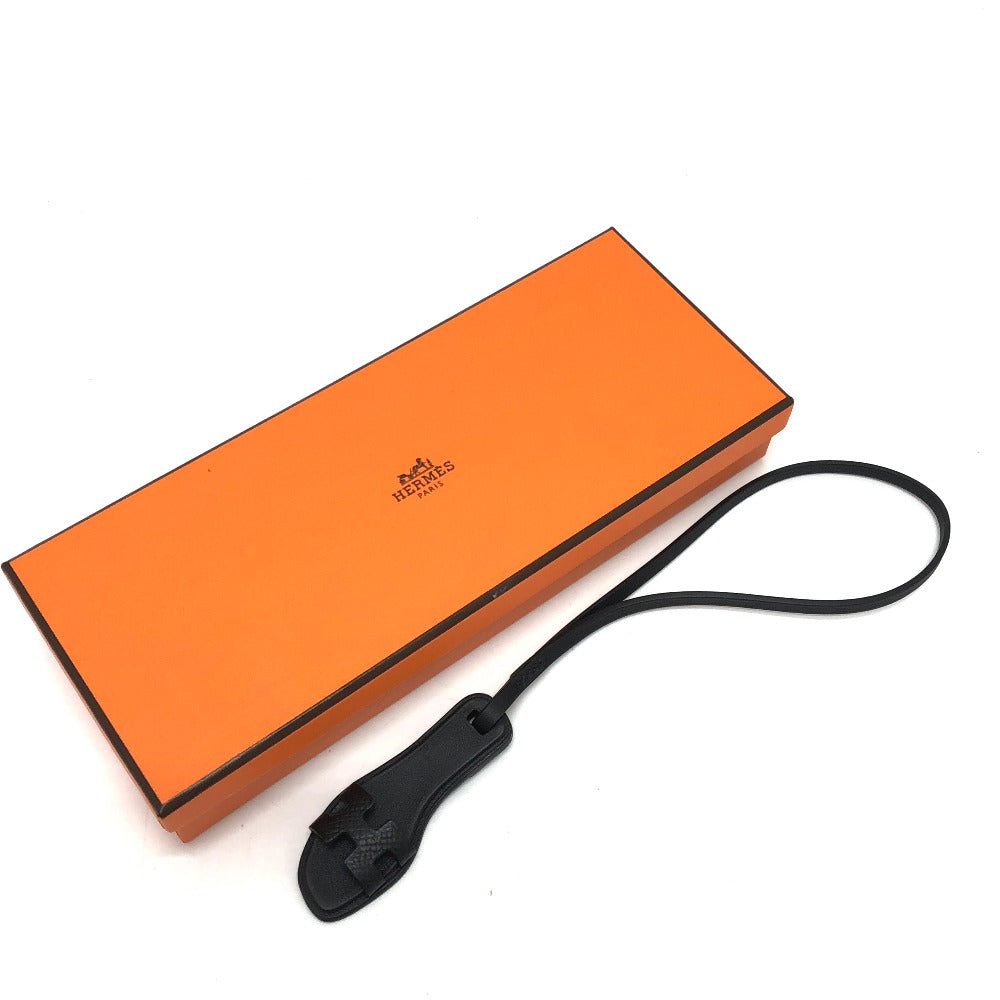 HERMES Oran Nano Sandals, Bag Charm, Epsom Leather, Women's, Black