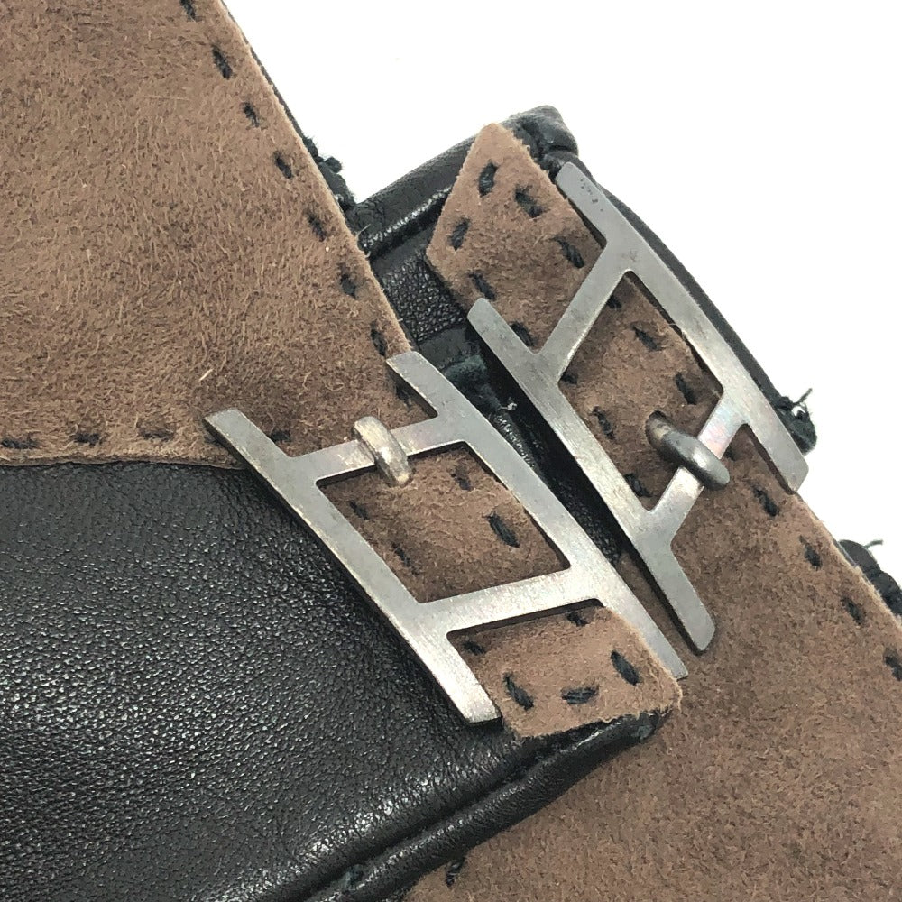 HERMES Hロゴ グローブ 手袋 レザー レディース ブラウン