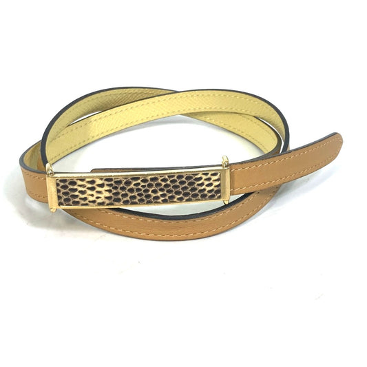 HERMES Thin Pants Belt, Leather Belt for Women, Jaune Poussin/Jaune Ambre, Yellow