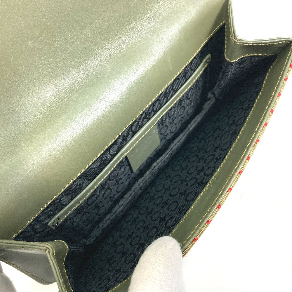 CELINE C Macadam Handbag, Mini Handbag, Accessory Pouch, Canvas/Leather, Women's, Khaki/Red