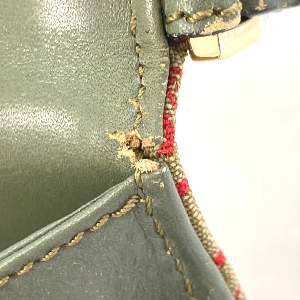 CELINE C Macadam Handbag, Mini Handbag, Accessory Pouch, Canvas/Leather, Women's, Khaki/Red