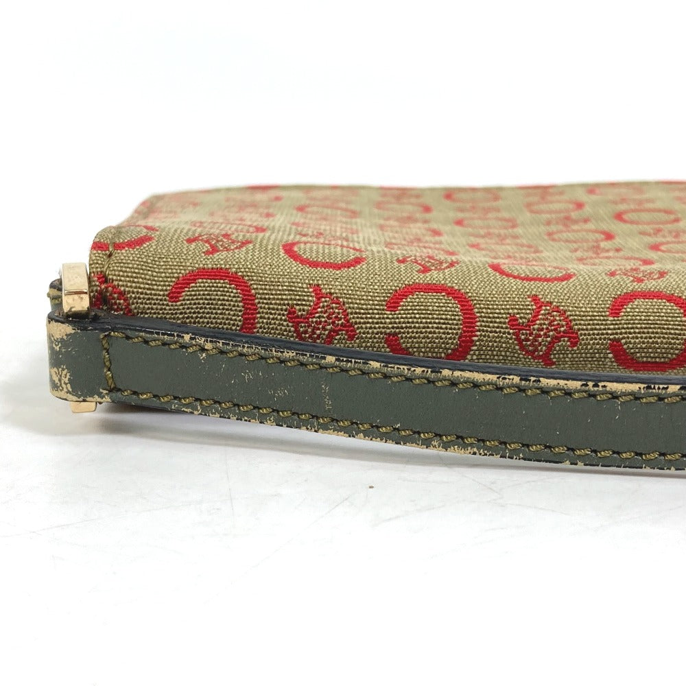 CELINE C Macadam Handbag, Mini Handbag, Accessory Pouch, Canvas/Leather, Women's, Khaki/Red
