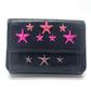 JIMMY CHOO Star Stud Wallet, Compact Mini Wallet, Tri-fold Leather Wallet, Women's, Black