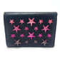 JIMMY CHOO Star Stud Wallet, Compact Mini Wallet, Tri-fold Leather Wallet, Women's, Black