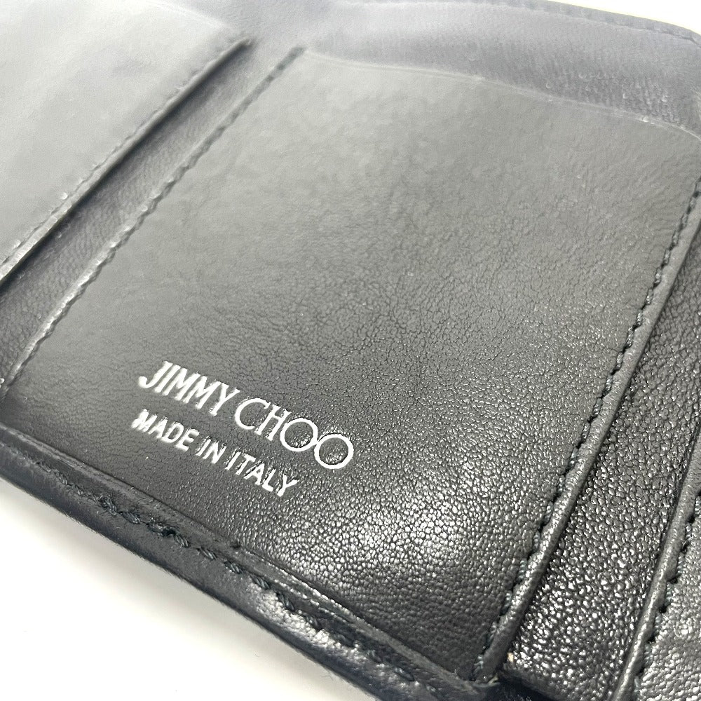 JIMMY CHOO Star Stud Wallet, Compact Mini Wallet, Tri-fold Leather Wallet, Women's, Black