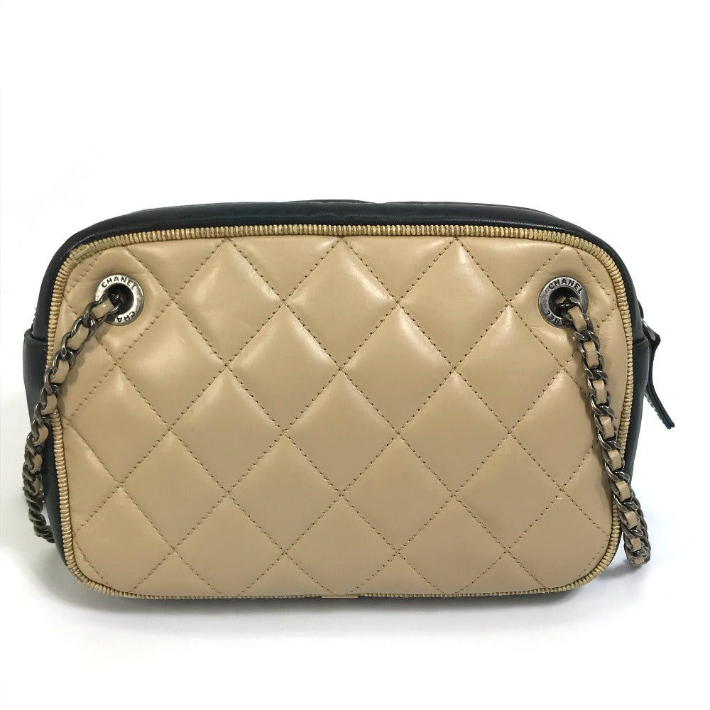 CHANEL CC Coco Mark Ballerine Chain Shoulder Bag in Calf Leather, Beige and Black