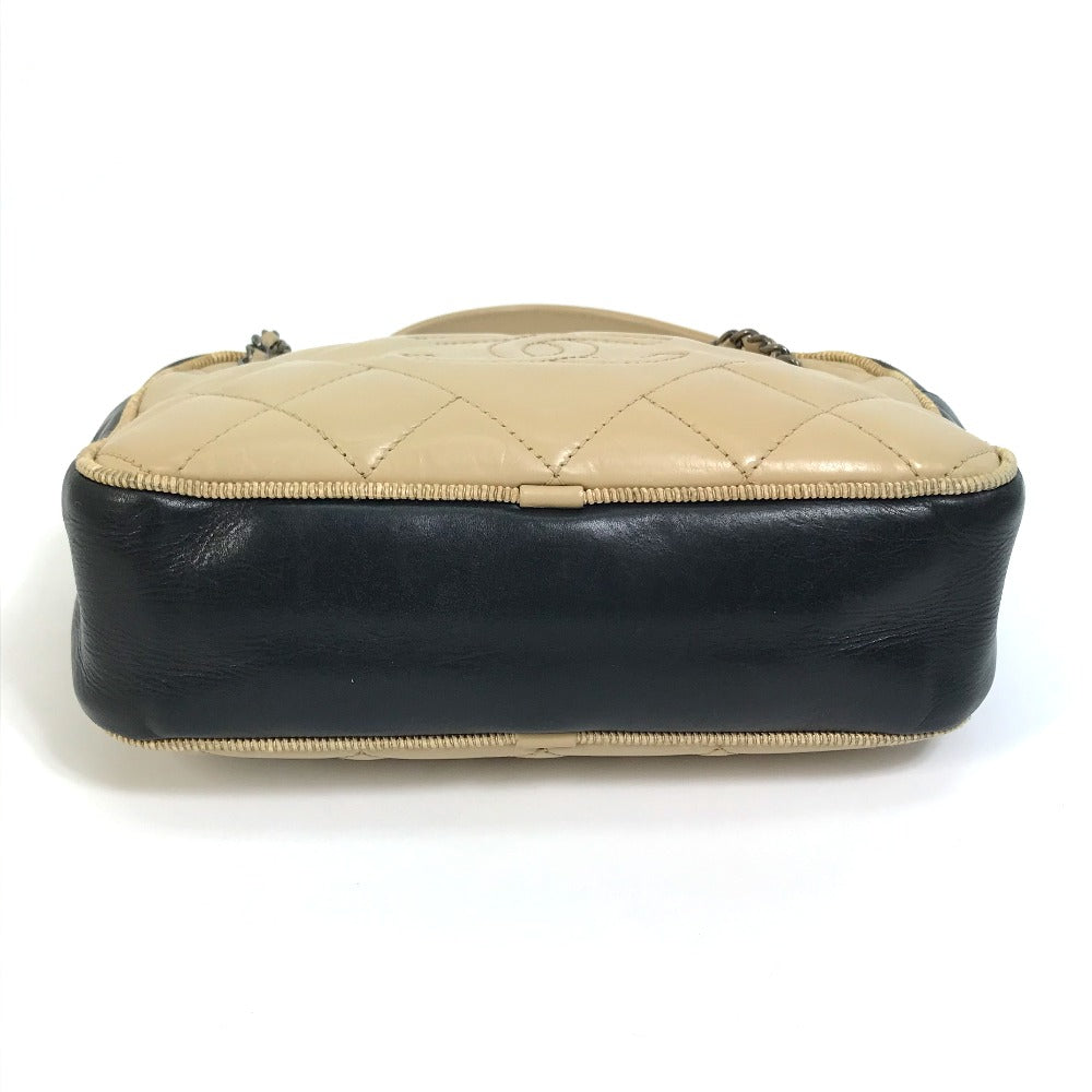 CHANEL CC Coco Mark Ballerine Chain Shoulder Bag in Calf Leather, Beige and Black