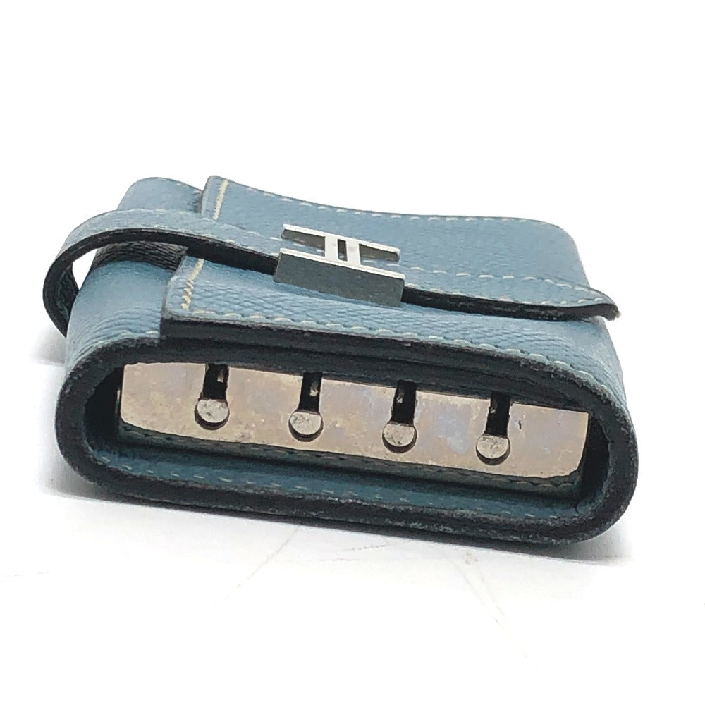 HERMES H hardware Bearn 4-ring key case Epson women's blue jean blue