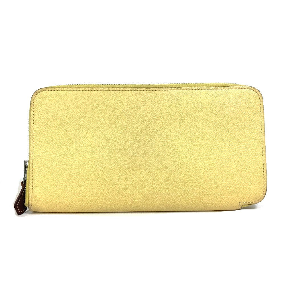 HERMES Azap Long Silk-in Wallet, Round Zipper Long Wallet, Leather, Women's, Jaune, Yellow