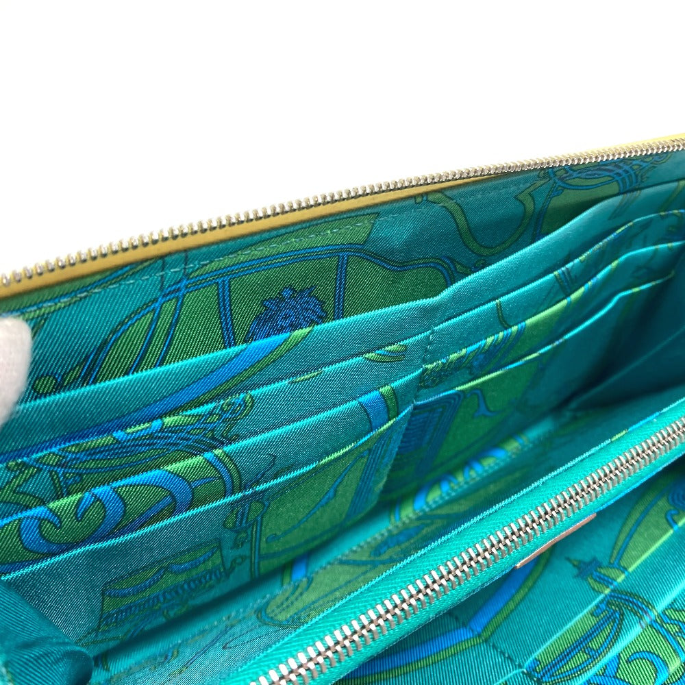 HERMES Azap Long Silk-in Wallet, Round Zipper Long Wallet, Leather, Women's, Jaune, Yellow