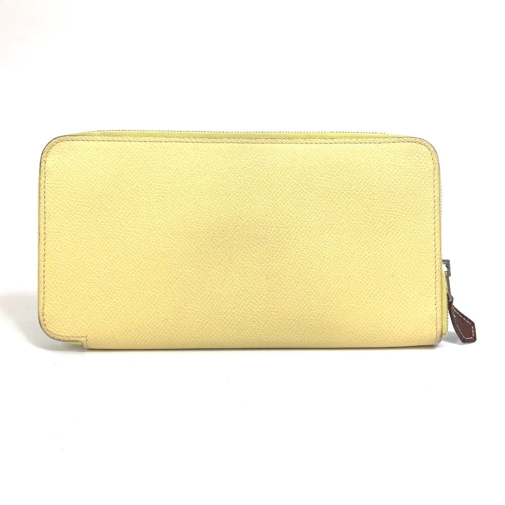 HERMES Azap Long Silk-in Wallet, Round Zipper Long Wallet, Leather, Women's, Jaune, Yellow
