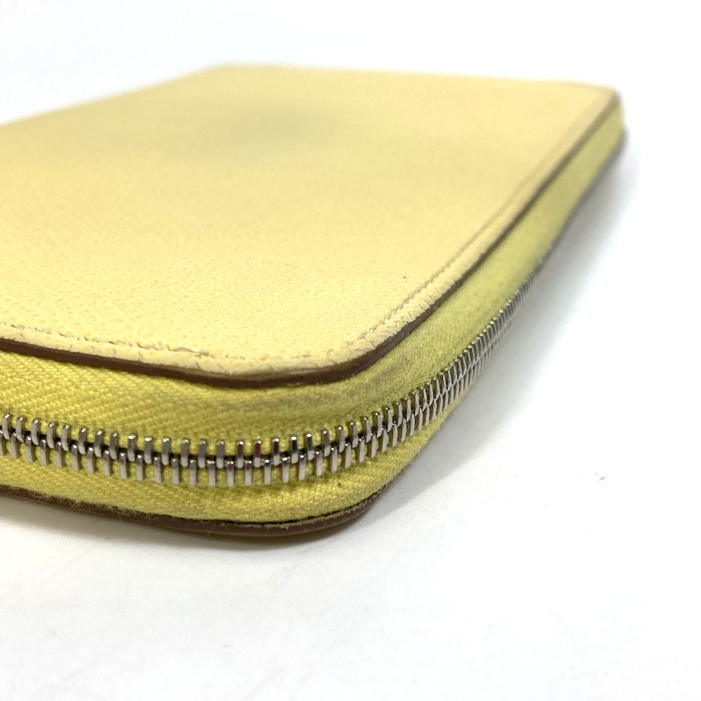 HERMES Azap Long Silk-in Wallet, Round Zipper Long Wallet, Leather, Women's, Jaune, Yellow