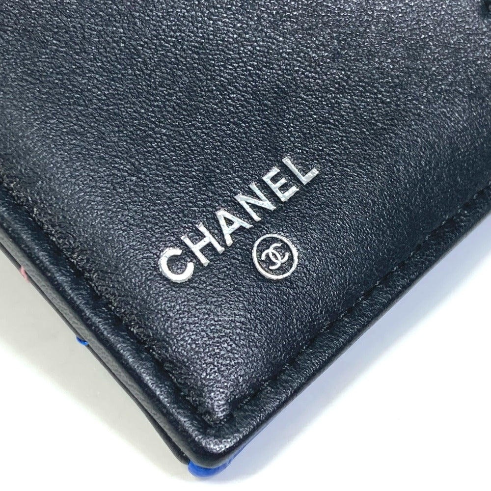CHANEL CC ココマーク スモールフラップ コンパクトウォレット 3つ折り財布 ラムスキン レディース ブラック