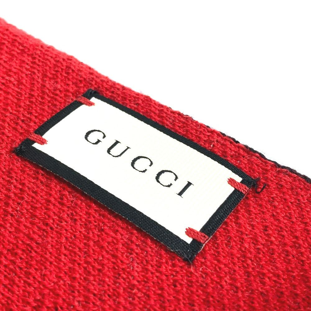 GUCCI BE LOVED ロゴ スカーフ フリンジ マフラー ウール メンズ ブラック