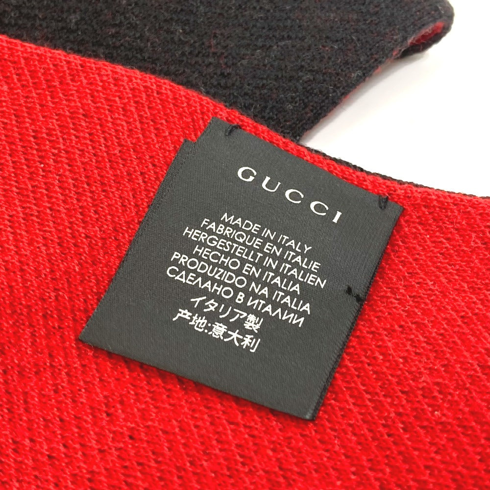 GUCCI BE LOVED Logo Scarf with Fringe, Men's Wool, Black