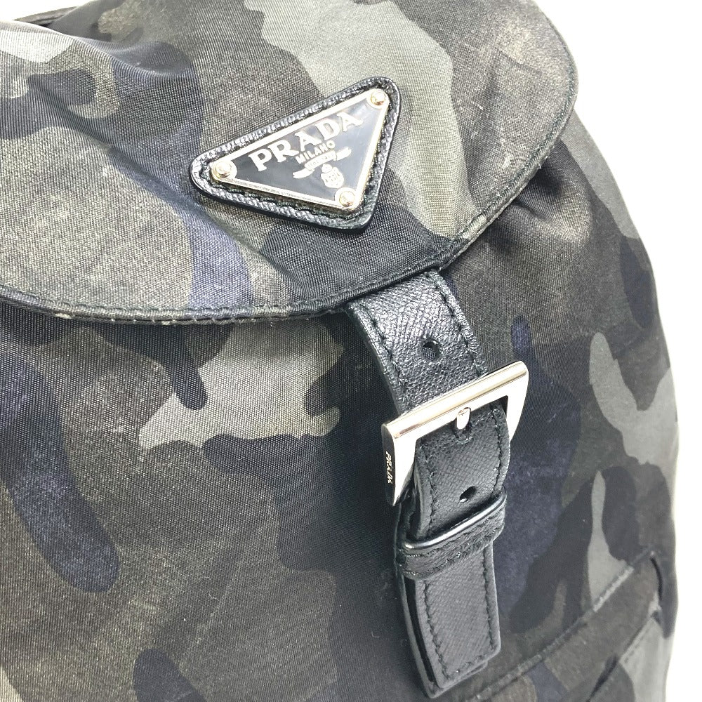 PRADA Triangle Logo Camouflage Saffiano Backpack in Nylon, Men's, Green