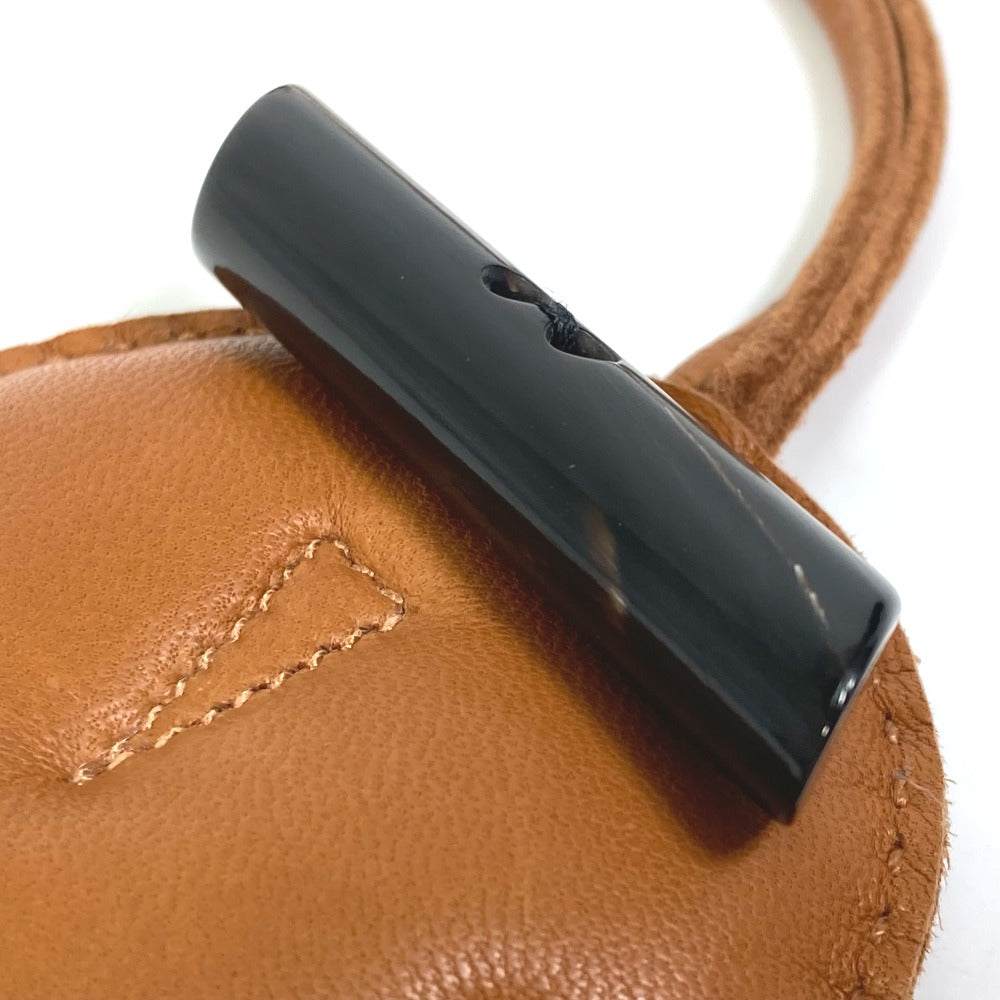 HERMES Petit H Owl Keychain Bag Charm, Leather, Unisex, Brown