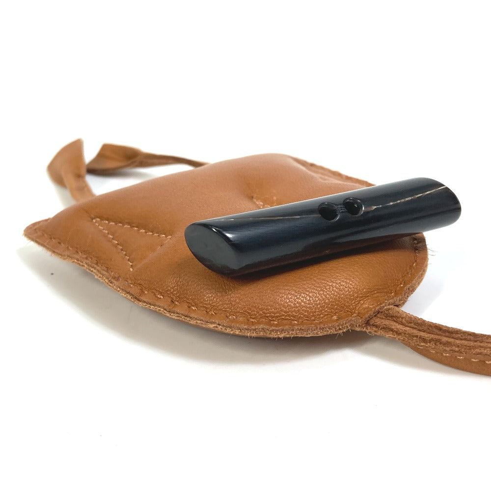 HERMES Petit H Owl Keychain Bag Charm, Leather, Unisex, Brown