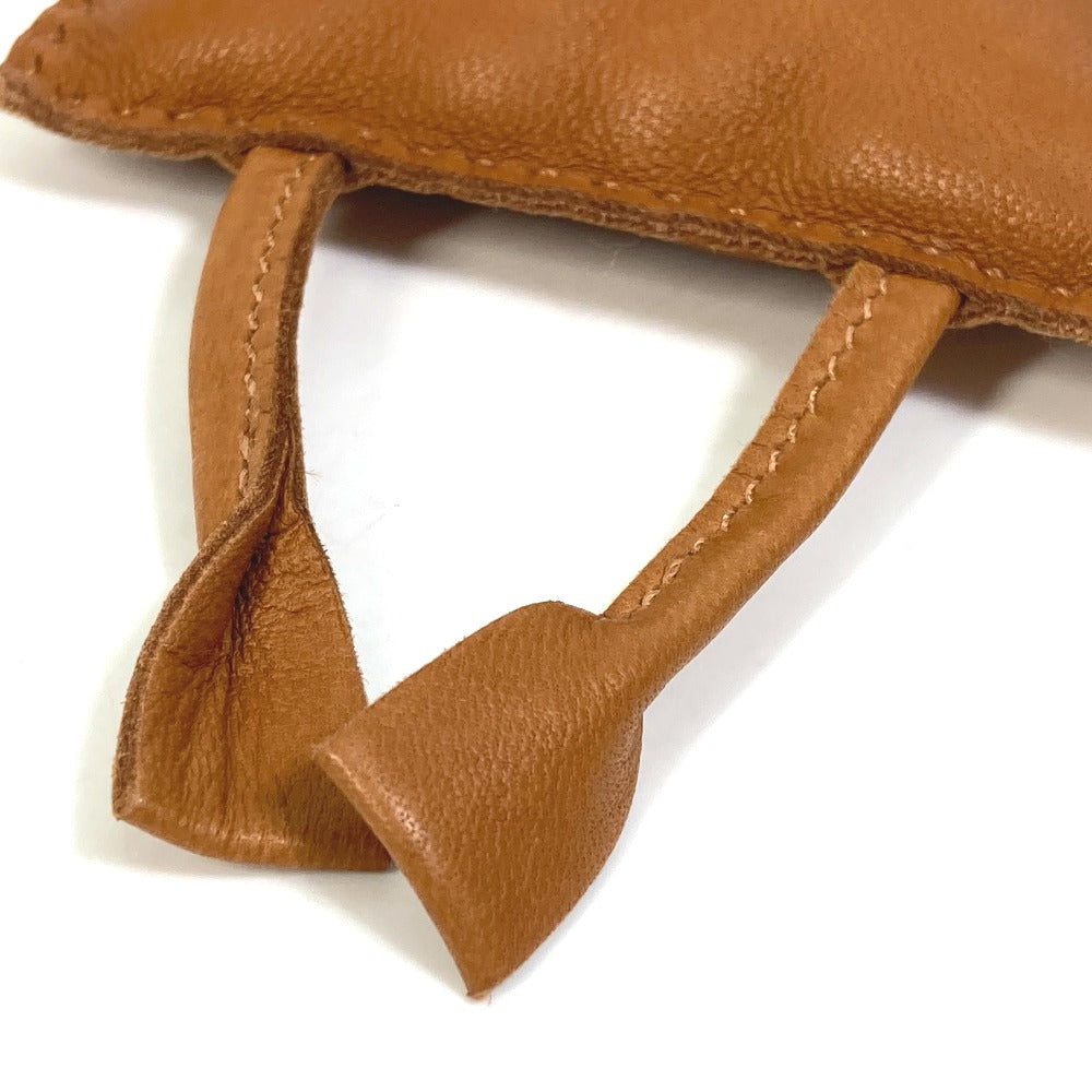 HERMES Petit H Owl Keychain Bag Charm, Leather, Unisex, Brown