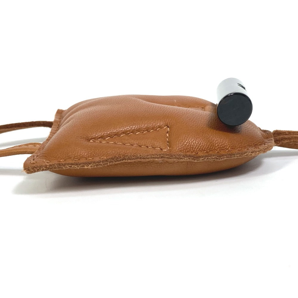 HERMES Petit H Owl Keychain Bag Charm, Leather, Unisex, Brown