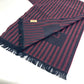 LOEWE Men's Wool Striped Logo Stole in Wine Red and Black