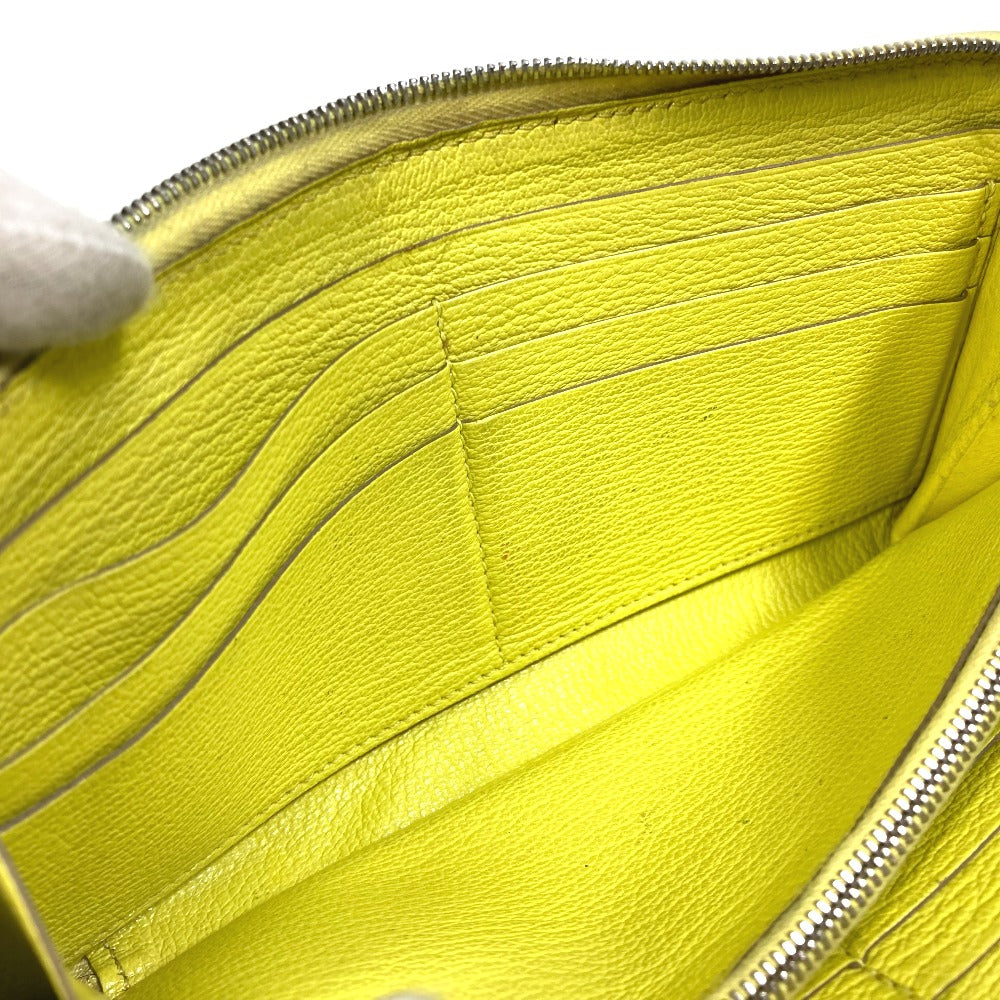 HERMES Azap Long Wallet, Round Zipper, Chevre, Women's, Yellow