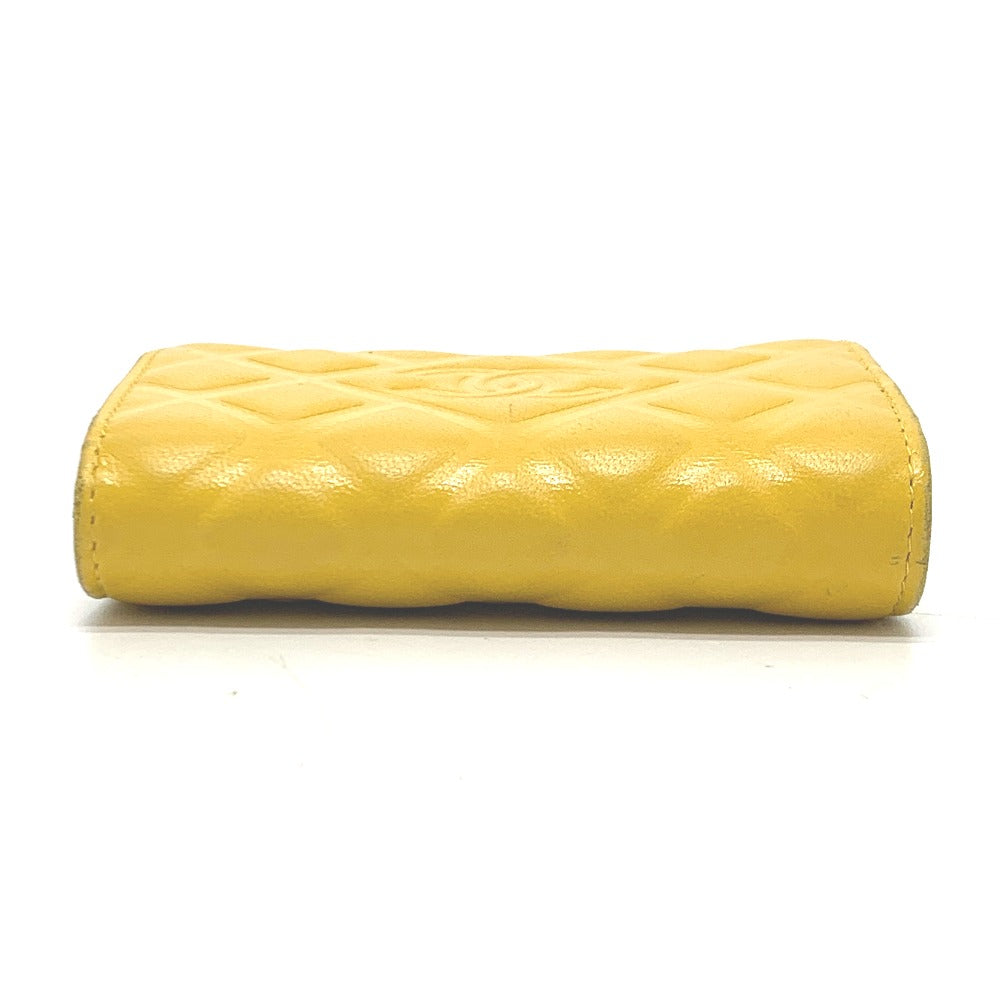 CHANEL ココマーク ダイヤモンドCC 4連 キーリング付き キーケース カーフスキン レディース イエロー