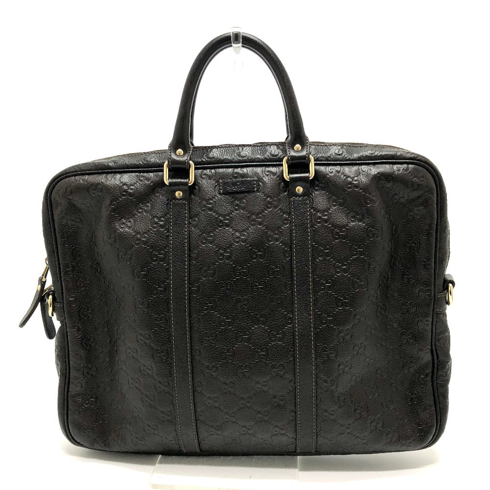 GUCCI 201480 シマライン ハンドバッグ カバン ビジネスバッグ ブリーフケース レザー メンズ ブラウン
