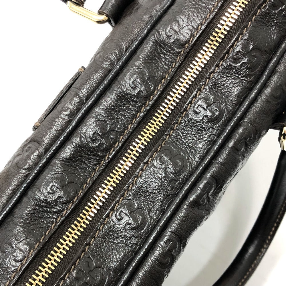 GUCCI 201480 シマライン ハンドバッグ カバン ビジネスバッグ ブリーフケース レザー メンズ ブラウン