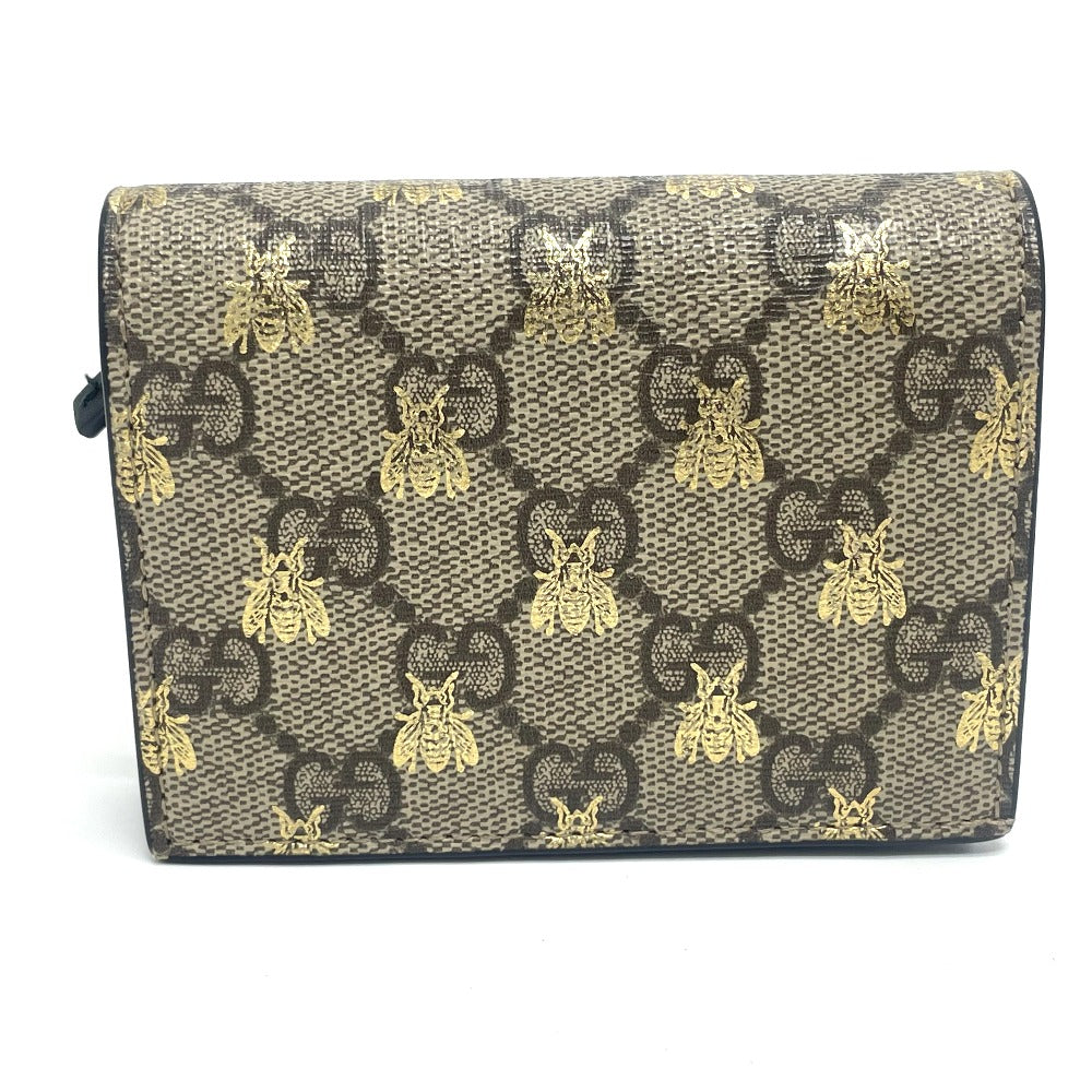 GUCCI 508057 GG BEE ビー コンパクトウォレット 2つ折り財布 GGスプリームキャンバス メンズ ベージュ