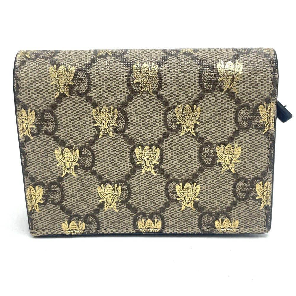 GUCCI 508057 GG BEE ビー コンパクトウォレット 2つ折り財布 GGスプリームキャンバス メンズ ベージュ