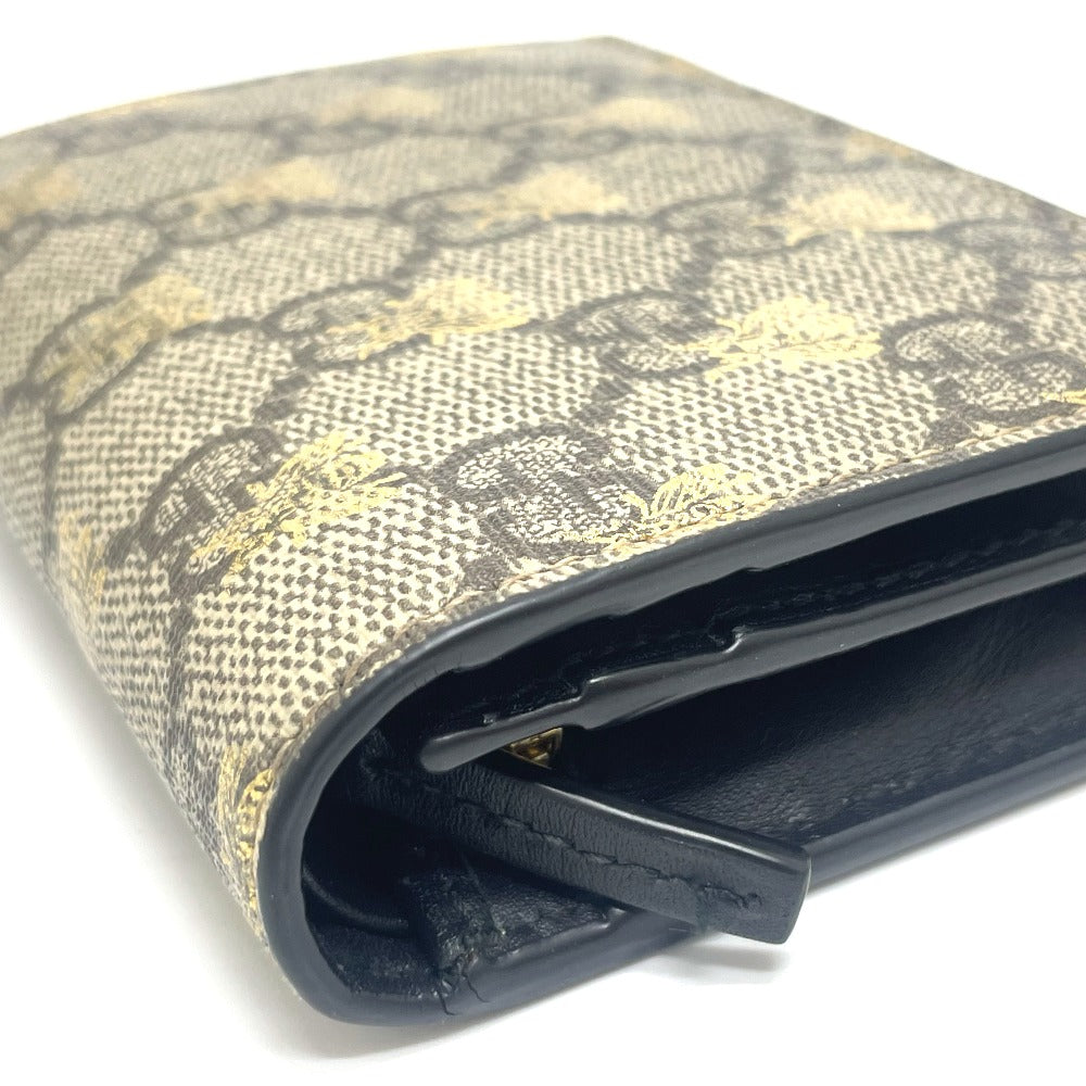 GUCCI 508057 GG BEE ビー コンパクトウォレット 2つ折り財布 GGスプリームキャンバス メンズ ベージュ