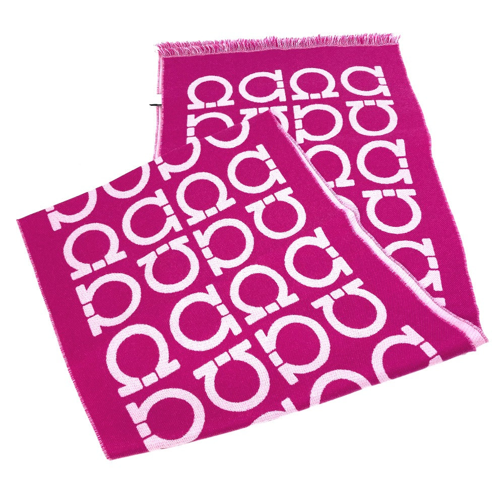 Salvatore Ferragamo ガンチーニ ロゴ ショール マフラー ストール ウール レディース パープル - brandshop-reference