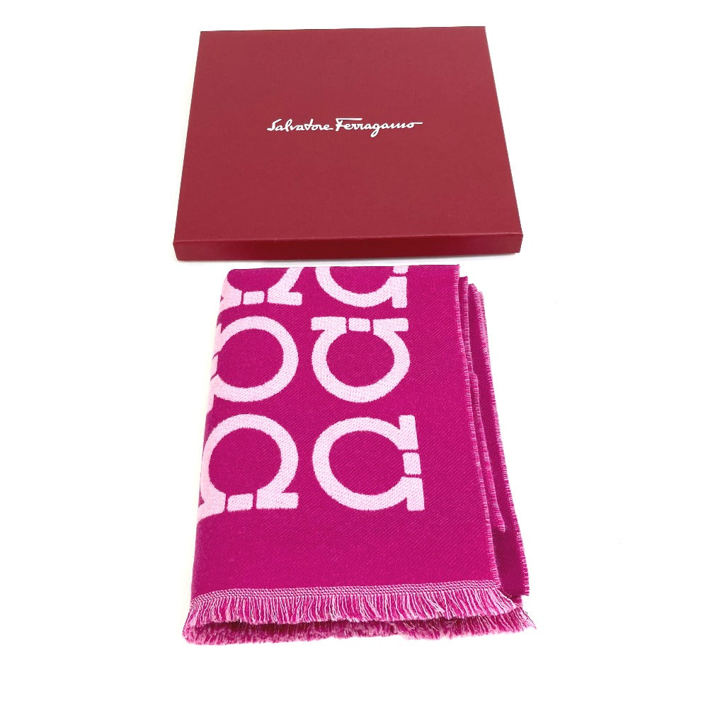Salvatore Ferragamo ガンチーニ ロゴ ショール マフラー ストール ウール レディース パープル - brandshop-reference