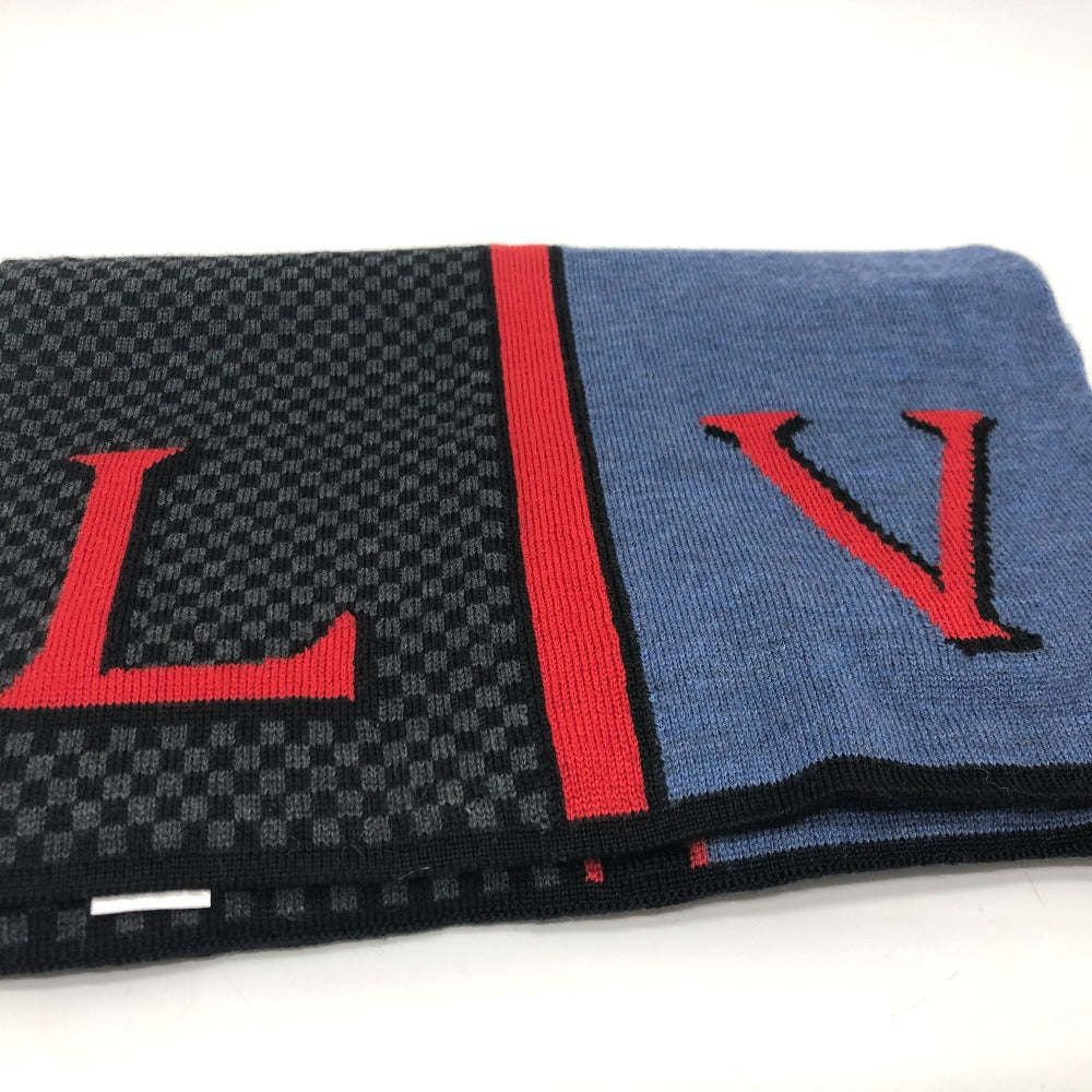 LOUIS VUITTON M70249 エシャルプ LV ダミエルージュ マフラー ウール メンズ ブラック/ブルー