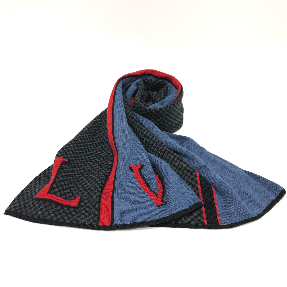 LOUIS VUITTON M70249 エシャルプ LV ダミエルージュ マフラー ウール メンズ ブラック/ブルー