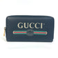 GUCCI 496317 シェリーライン GUCCI ロゴプリント ラウンドファスナー 長財布 レザー メンズ ブラック
