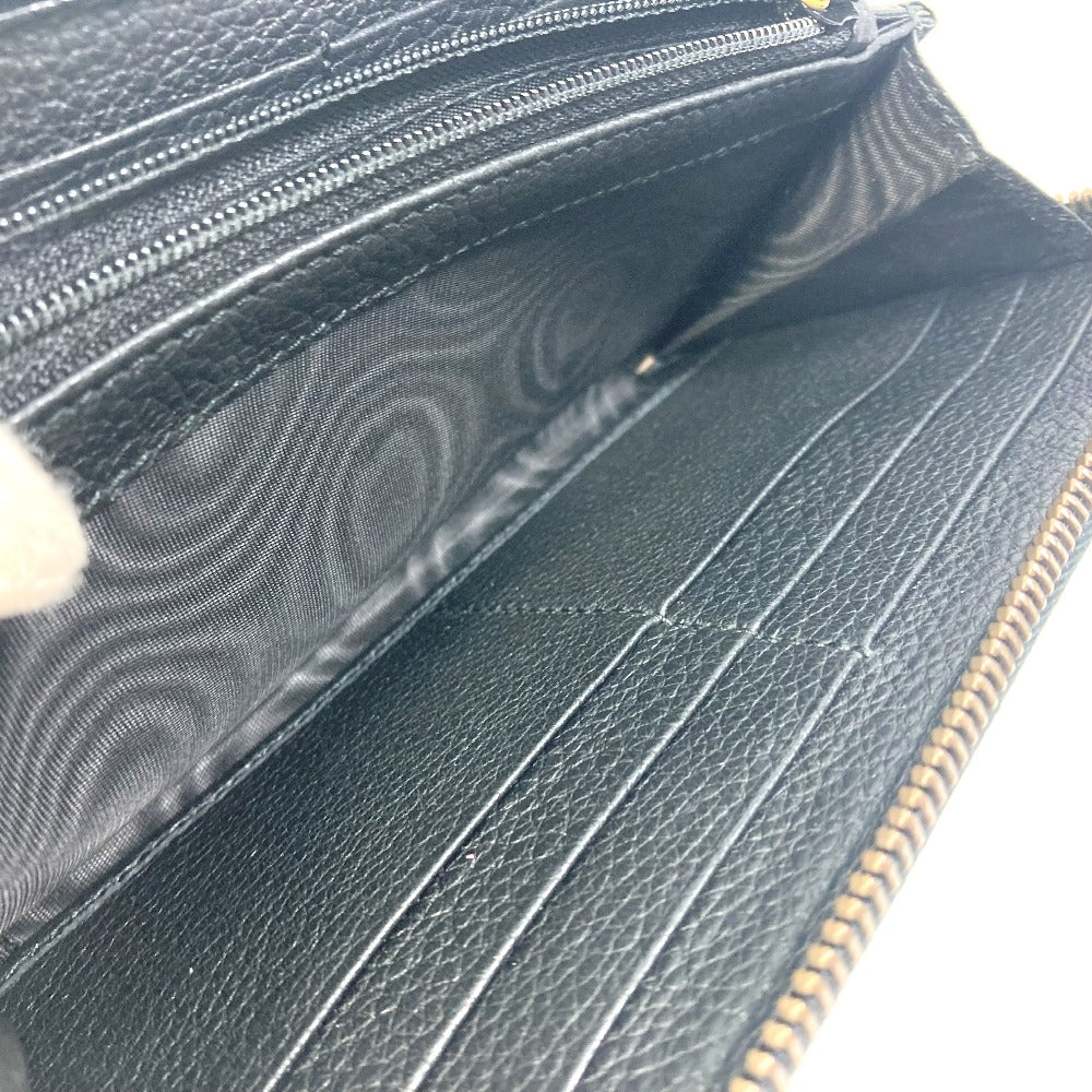 GUCCI 496317 シェリーライン GUCCI ロゴプリント ラウンドファスナー 長財布 レザー メンズ ブラック